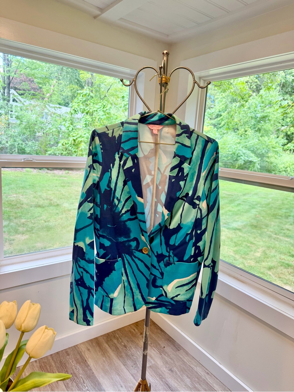 Lilly Pulitzer Teal & Navy Print Blazer
